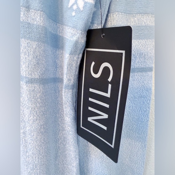 NILS Blue Quarter-Zip Ski Sweater with Snowflakes | NWT | Size L | Apres Ski - Picture 5 of 8